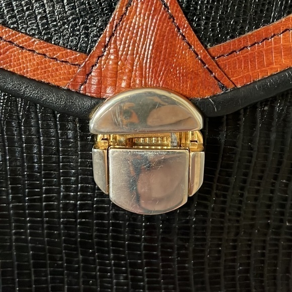vintage D Brev Alligator Leather black & rust brown Crossbody - Picture 10 of 13